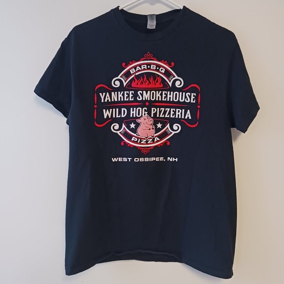 T Shirt Yankee Smokehouse BBQ Wild Hog Pizzeria West Ossipee NH Adult Size M - Picture 2 of 6